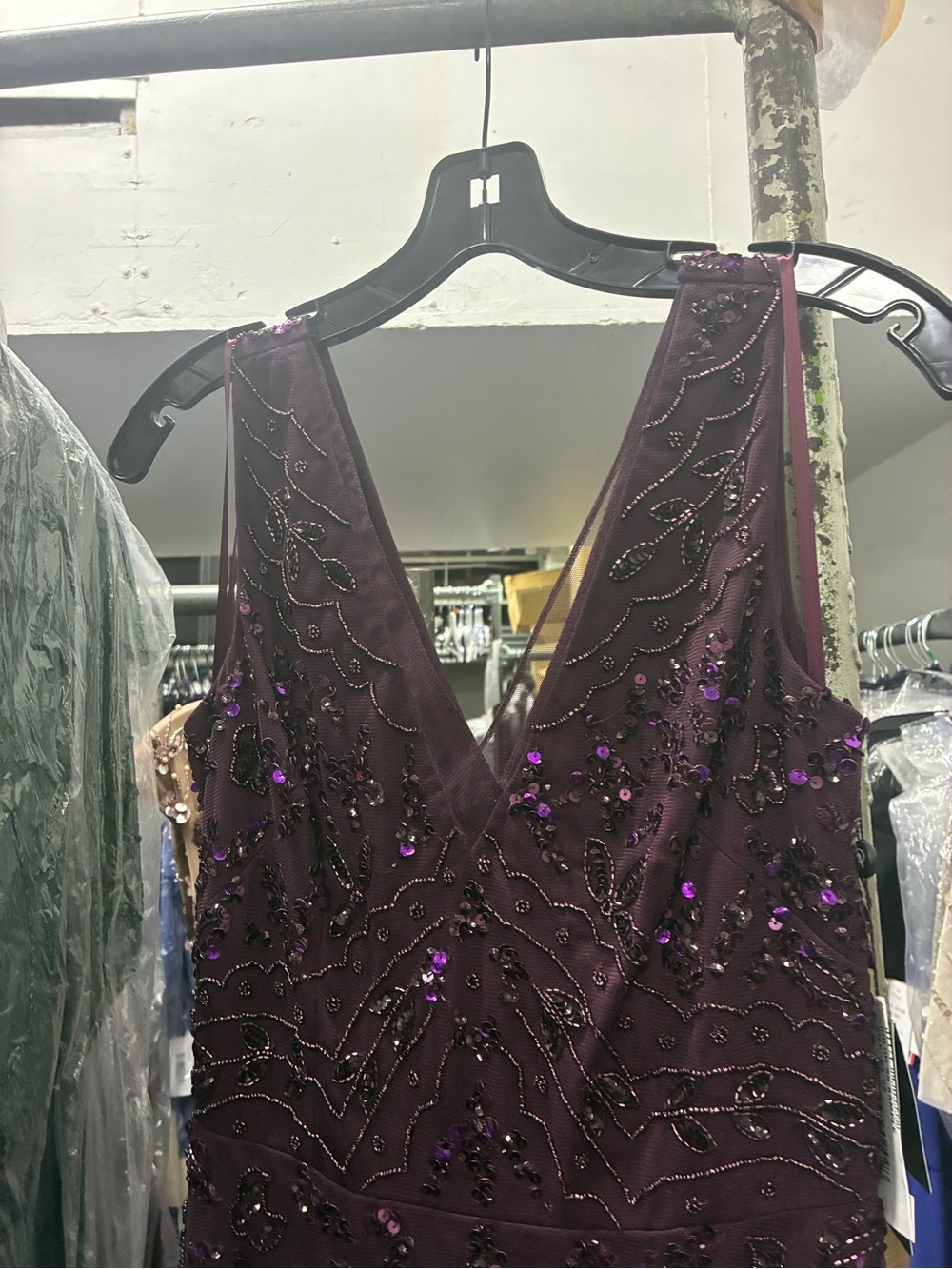 Adrianna Papell Night Plum Beaded Midi Dress NWT SZ 10 Formal Cocktail GALA MOB - Picture 7 of 10